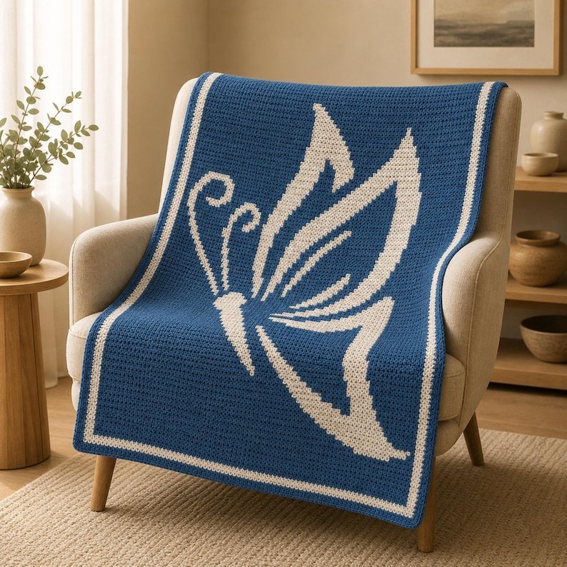 Butterfly Mosaic Crochet Blanket Pattern - Mosaic Crochet PDF Pattern