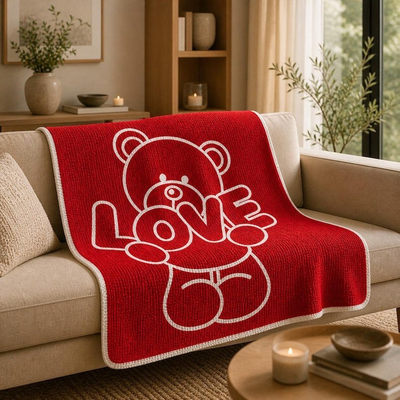 Teddy Bear Mosaic Crochet Pattern - Love Heart - Mosaic Crochet PDF Pattern
