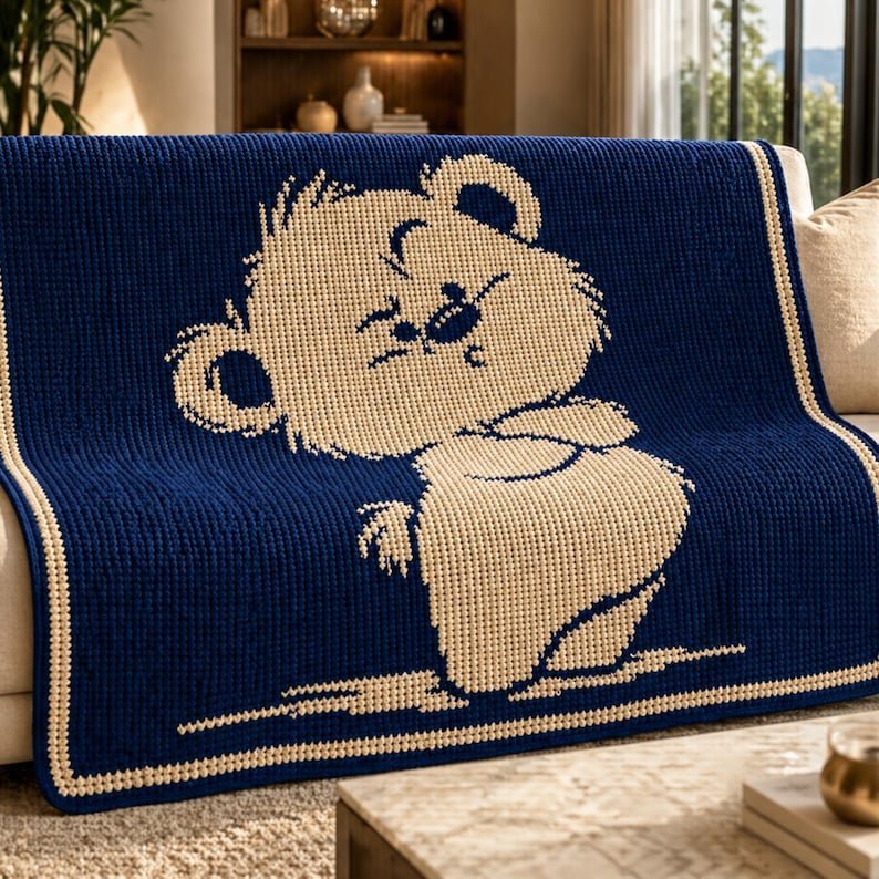 Mosaic Crochet Blanket Pattern Teddy Bear PDF Beginner - Mosaic Crochet PDF Pattern