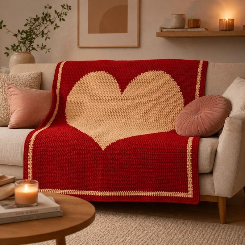 Heart Mosaic Crochet Blanket Pattern PDF - Mosaic Crochet PDF Pattern