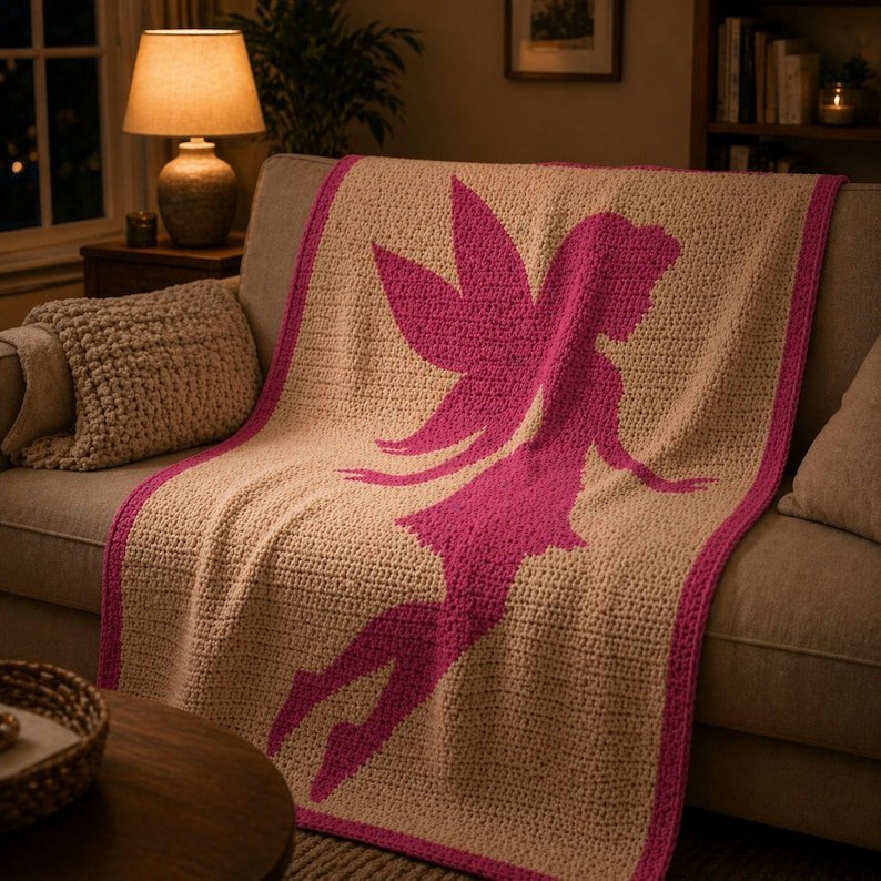 Fairy Mosaic Crochet Pattern - Silhouette Fairy Afghan - Mosaic Crochet PDF Pattern